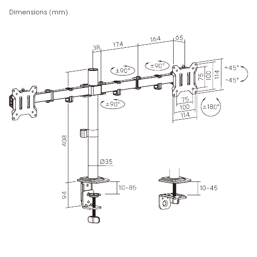 Economy Articulating Dual Monitor Arm LDT110-C024 Stable and Cost-Effective from china(chinese)
