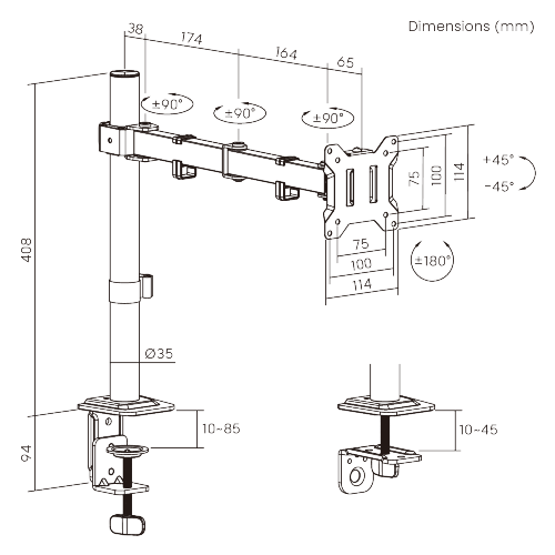 Economy Articulating Single Monitor Arm LDT110-C012 Stable and Cost-Effective from china(chinese)