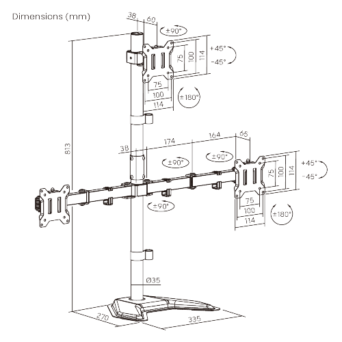 Economy Articulating Triple Monitor Stand LDT110-T034 Stable and Cost-Effective from china(chinese)