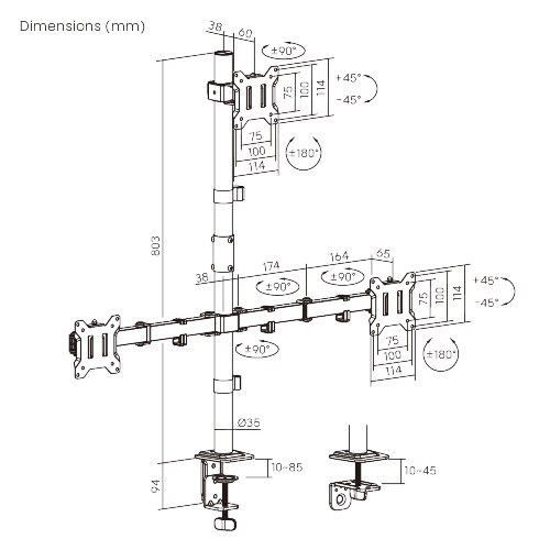 Economy Articulating Triple Monitor Arm LDT110-C034 Stable and Cost-Effective from china(chinese)