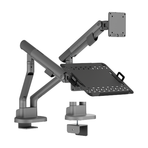 Nova Slim Mechanical Spring Dual Monitor Arm with Laptop Tray LDT105-C024ML Slim, Sleek, Smooth from china(chinese)