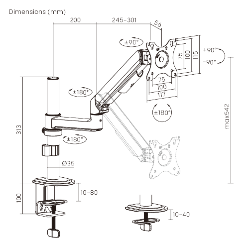 Counterbalance Pole-Mounted Mechanical Spring Single Monitor Arm LDT109-C012PE Smooth and Effortless Lift Every Time from china(chinese)
