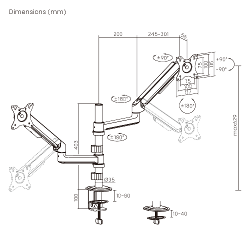 Counterbalance Pole-Mounted Mechanical Spring Dual Monitor Arm LDT109-C024PE Smooth and Effortless Lift Every Time from china(chinese)