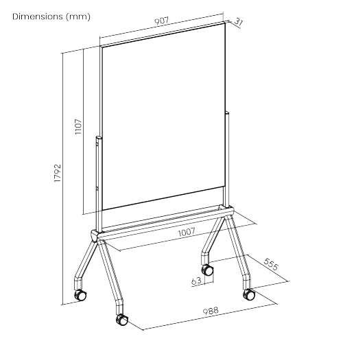 Mobile Magnetic Double-Sided Glass Whiteboard WB21-01 with Storage Slot from china(chinese)