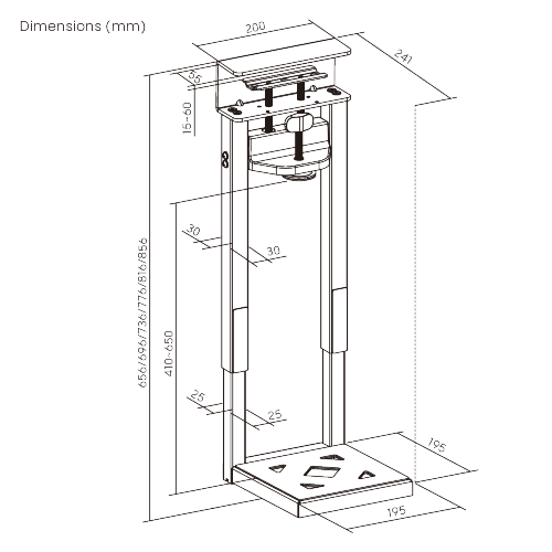 Clamp-On Adjustable CPU Holder with Threaded Knob Clamp CPB29-02 with 410~650mm Height Adjustment from china(chinese)