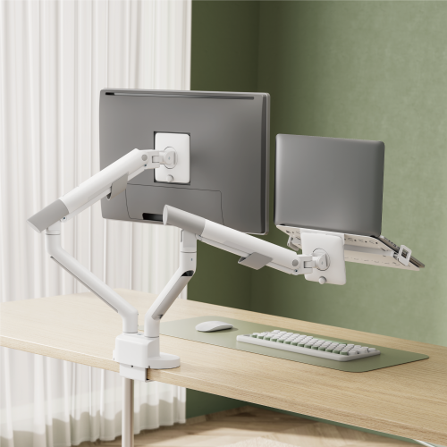 Nova Slim Mechanical Spring Dual Monitor Arm with Laptop Tray LDT105-C024ML Slim, Sleek, Smooth from china(chinese)