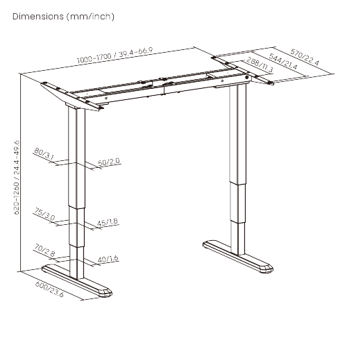 GoodValue Brushless Dual-Motor Sit-stand Desk (Three-Stage Reversed Column) M16-23R Weight Capacity up to 125kg, Speed up to 40mm/s from china(chinese)