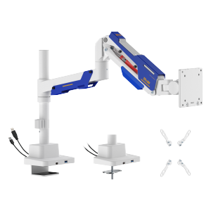 Armada Heavy-Duty Pole-Mounted Gas Spring Monitor Arm with USB-A & USB-C Ports