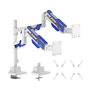 Armada Heavy-Duty Pole-Mounted Dual-Screen Gas Spring Monitor Arm