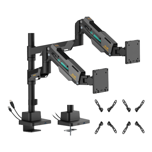 Armada Heavy-Duty Pole-Mounted Dual-Screen Gas Spring Monitor Arm with USB-A & USB-C Ports LDT101-C024UCP Supports Monitors up to 27kg/59.4lbs from china(chinese)
