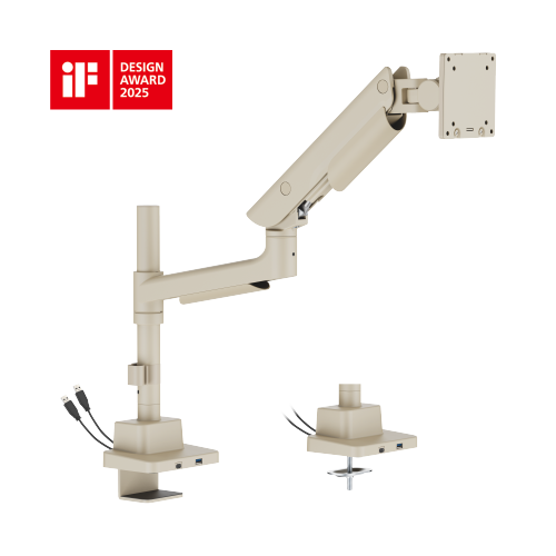 Hercules Heavy-Duty Pole-Mounted Gas Spring Monitor Arm with USB-A & USB-C Ports LDT99-C012UCP  · Effortlessly Adjustable · Heavy-Duty · Stylish from china(chinese)