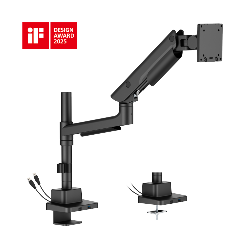 Hercules Heavy-Duty Pole-Mounted Gas Spring Monitor Arm with USB-A & USB-C Ports LDT99-C012UCP  · Effortlessly Adjustable · Heavy-Duty · Stylish from china(chinese)