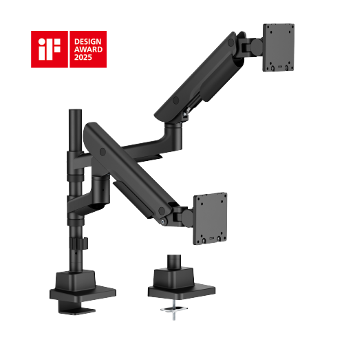Hercules Heavy-Duty Pole-Mounted Gas Spring Dual Monitor Arm LDT99-C024P · Effortlessly Adjustable · Heavy-Duty · Stylish from china(chinese)