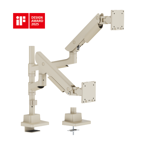 Hercules Heavy-Duty Pole-Mounted Gas Spring Dual Monitor Arm LDT99-C024P · Effortlessly Adjustable · Heavy-Duty · Stylish from china(chinese)