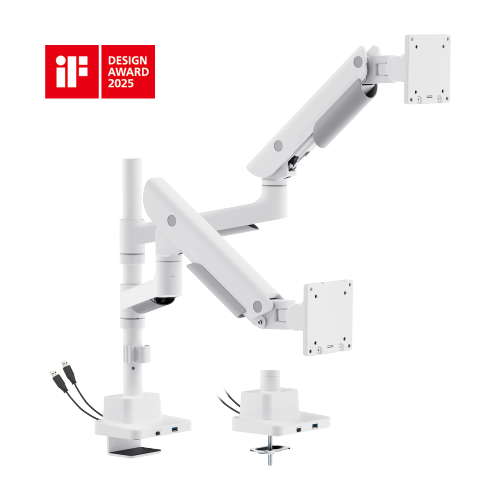 Hercules Heavy-Duty Pole-Mounted Gas Spring Dual Monitor Arm with USB-A & USB-C Ports LDT99-C024UCP  · Effortlessly Adjustable · Heavy-Duty · Stylish from china(chinese)