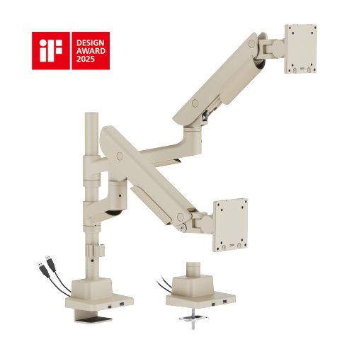 Hercules Heavy-Duty Pole-Mounted Gas Spring Dual Monitor Arm with USB-A & USB-C Ports LDT99-C024UCP  · Effortlessly Adjustable · Heavy-Duty · Stylish from china(chinese)