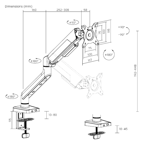 FlexPrecision Cost-Effective Gas Spring Monitor Arm  LDT117-C012  from china(chinese)