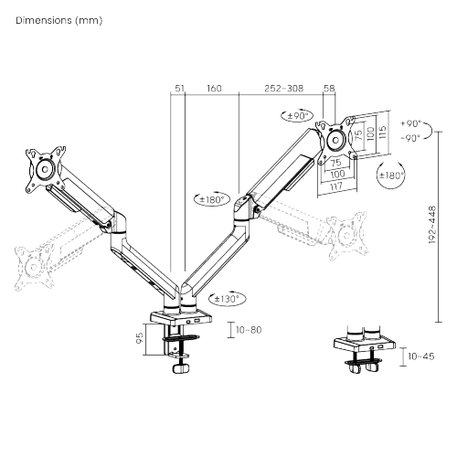 Dual Screen FlexPrecision Cost-Effective Mechanical Spring Monitor Arm LDT117-C024E  from china(chinese)