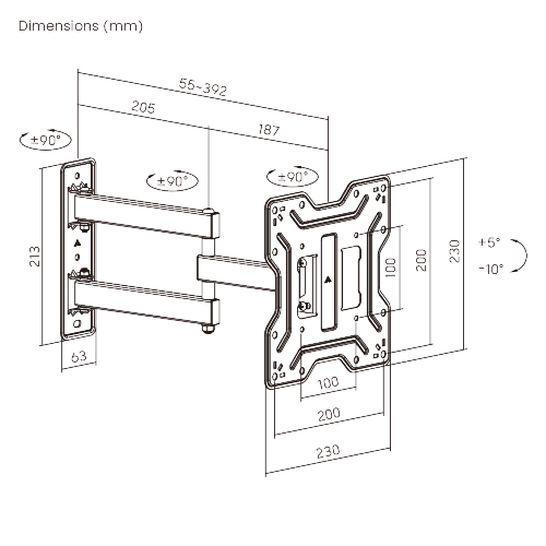 Economy Full-Motion TV Wall Mount LDA41-223 For most 23"-43" TVs up to 30kg/66lbs from china(chinese)