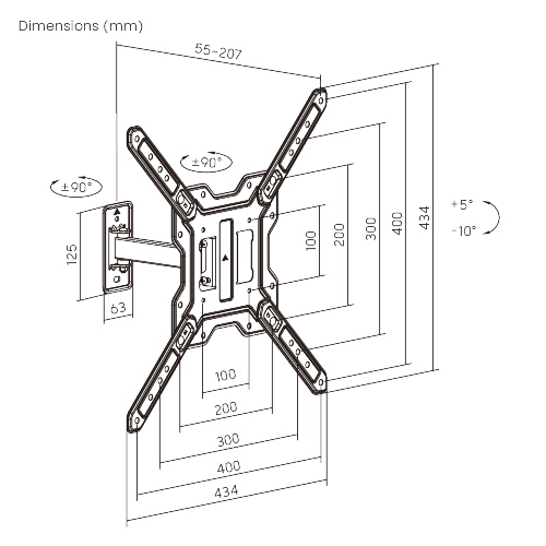Economy Full-Motion TV Wall Mount LDA41-441 For most 23"-65" TVs up to 30kg/66lbs from china(chinese)