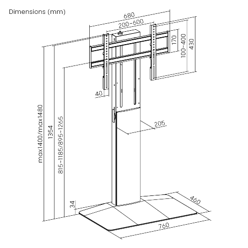 FreeLift Super-Sized Base Large TV Stand FS61L-46TF Only a finger lift — effortless, precise, smooth from china(chinese)