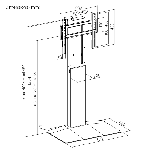 FreeLift Super-Sized Base TV Stand FS61M-44TF Only a finger lift — effortless, precise, smooth from china(chinese)