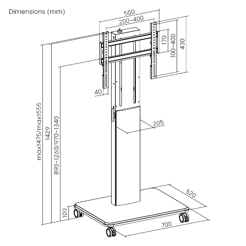 FreeLift Super-Sized Base TV Cart FS61M-44TW Only a finger lift — effortless, precise, smooth from china(chinese)