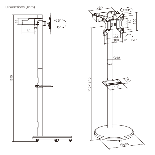 Modern Mobile Display Floor Stand FS38-22TWE-01 Elegance That Goes Anywhere from china(chinese)