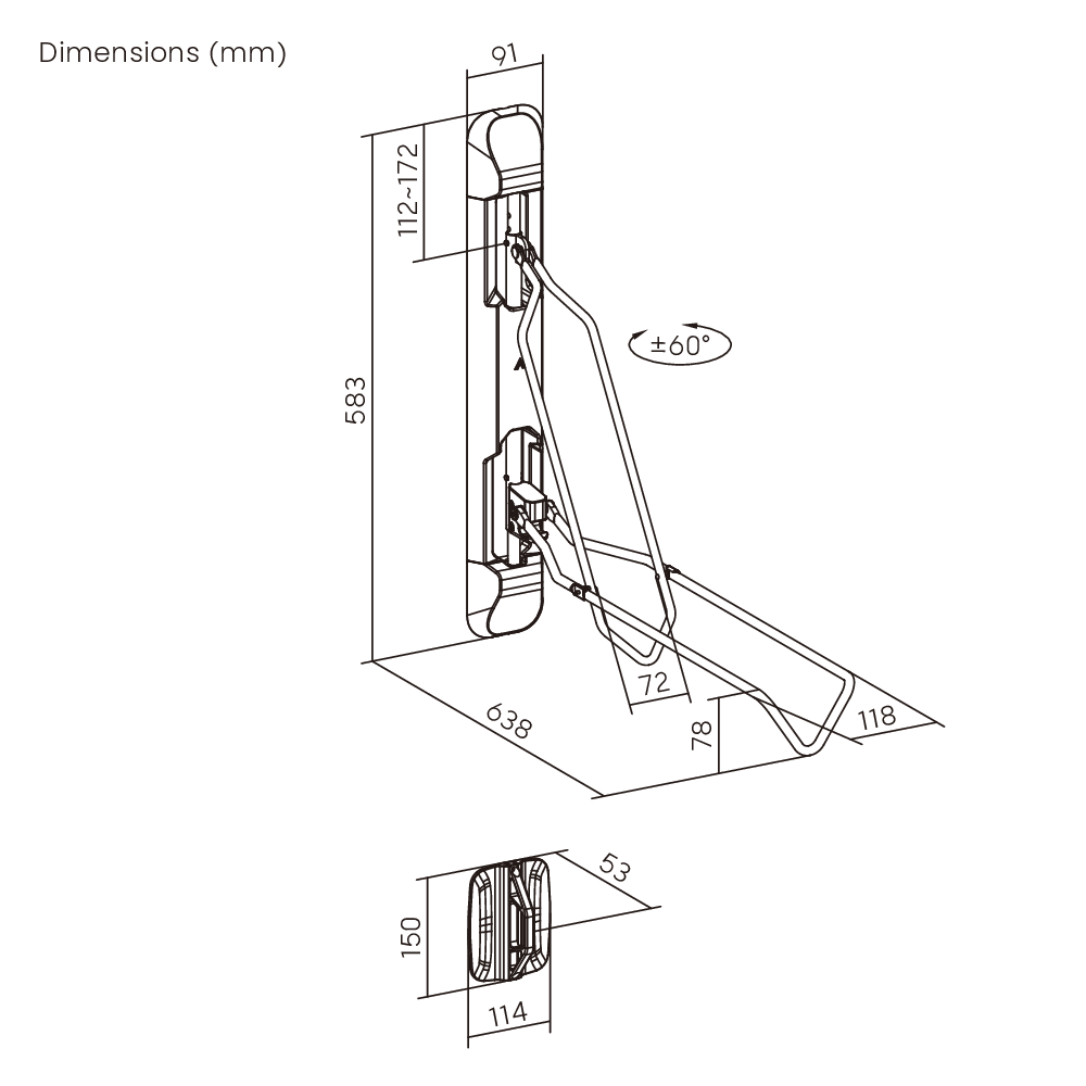 Wall Mounted Tire Width 2.1''~2.8'' Bike Rack