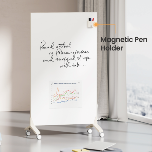 Mobile Magnetic Double-Sided Glass Whiteboard WB22-01 with Magnetic Pen Holder from china(chinese)