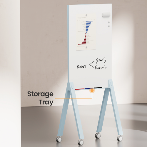 Mobile Magnetic Double-Sided Glass Whiteboard WB23-01 with Storage Tray  from china(chinese)