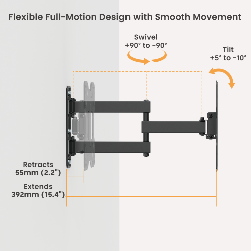 Economy Full-Motion TV Wall Mount LDA41-223 For most 23"-43" TVs up to 30kg/66lbs from china(chinese)