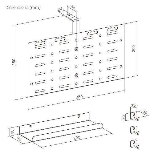 Screw-Mounted Vertical Under-Desk Cable Tray CC11-20-1S for effortless power strip positioning from china(chinese)