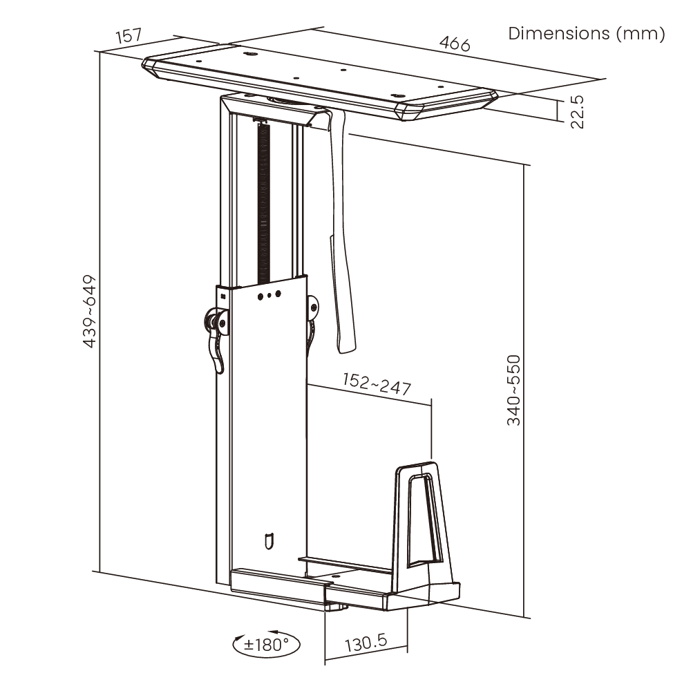 Deluxe Gaming CPU Holder with Sliding Track 