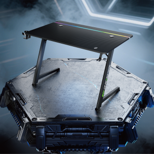 Gaming Desk with RGB Lighting on Desktop