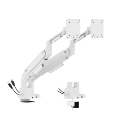 Space-Efficient Gas Spring Dual-Screen Monitor Arm with USB-A & USB-C Ports