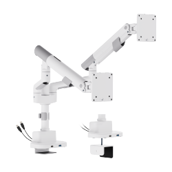 Nova Slim Pole-Mounted Mechanical Spring Dual Monitor Arm with USB-A & USB-C Ports