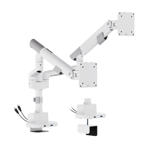 Nova Slim Pole-Mounted Mechanical Spring Dual Monitor Arm with USB-A & USB-C Ports LDT105-C024UCP Slim, Sleek, Smooth from china(chinese)
