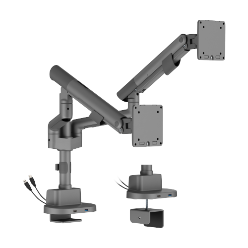 Nova Slim Pole-Mounted Mechanical Spring Dual Monitor Arm with USB-A & USB-C Ports LDT105-C024UCP Slim, Sleek, Smooth from china(chinese)