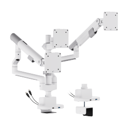  Nova Slim Pole-Mounted Mechanical Spring Triple Monitor Arm with USB-A & USB-C Ports