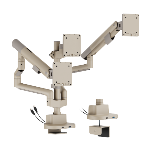  Nova Slim Pole-Mounted Mechanical Spring Triple Monitor Arm with USB-A & USB-C Ports LDT105-C036UCP Slim, Sleek, Smooth from china(chinese)