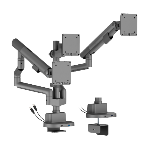  Nova Slim Pole-Mounted Mechanical Spring Triple Monitor Arm with USB-A & USB-C Ports LDT105-C036UCP Slim, Sleek, Smooth from china(chinese)