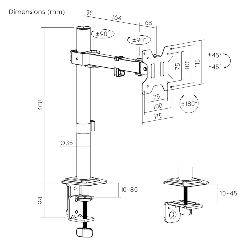 Cost-Effective Articulating Single-Screen Monitor Arm LDT129-C011 Enjoy optimized viewing to level up working efficiency. from china(chinese)