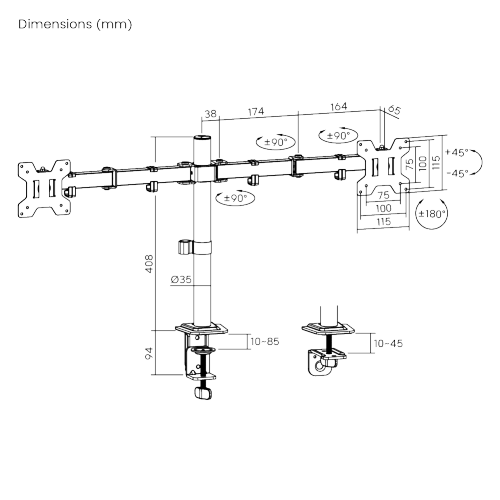 Cost-Effective Articulating Dual-Screen Monitor Arm LDT129-C024 Enjoy optimized viewing to level up working efficiency. from china(chinese)