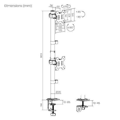 Cost-Effective Articulating Vertical Dual-Screen Monitor Arm LDT129-C02V Enjoy optimized viewing to level up working efficiency. from china(chinese)