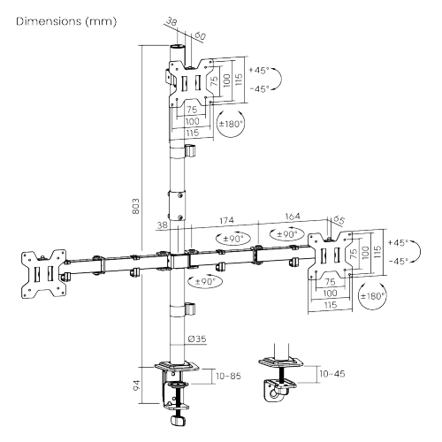 Cost-Effective Articulating Triple-Screen Monitor Arm LDT129-C034 Enjoy optimized viewing to level up working efficiency. from china(chinese)