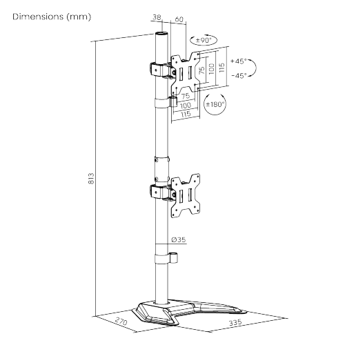 Cost-Effective Articulating Vertical Dual-Screen Monitor stand LDT129-T02V Enjoy optimized viewing to level up working efficiency. from china(chinese)