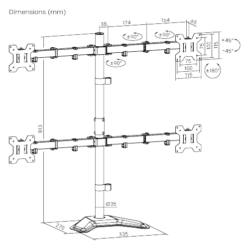Cost-Effective Articulating Triple-Screen Monitor Stand LDT129-T048 Enjoy optimized viewing to level up working efficiency. from china(chinese)