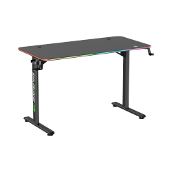  T-Shaped Gaming Desk with RGB Lighting on Desk Edge
