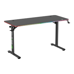 T-Shaped Gaming Desk with RGB Lighting on Desk Edge